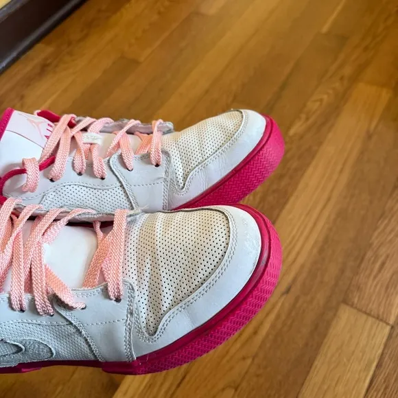 Air Jordan Retro V 1 White &amp; Pink Low OG Shoes