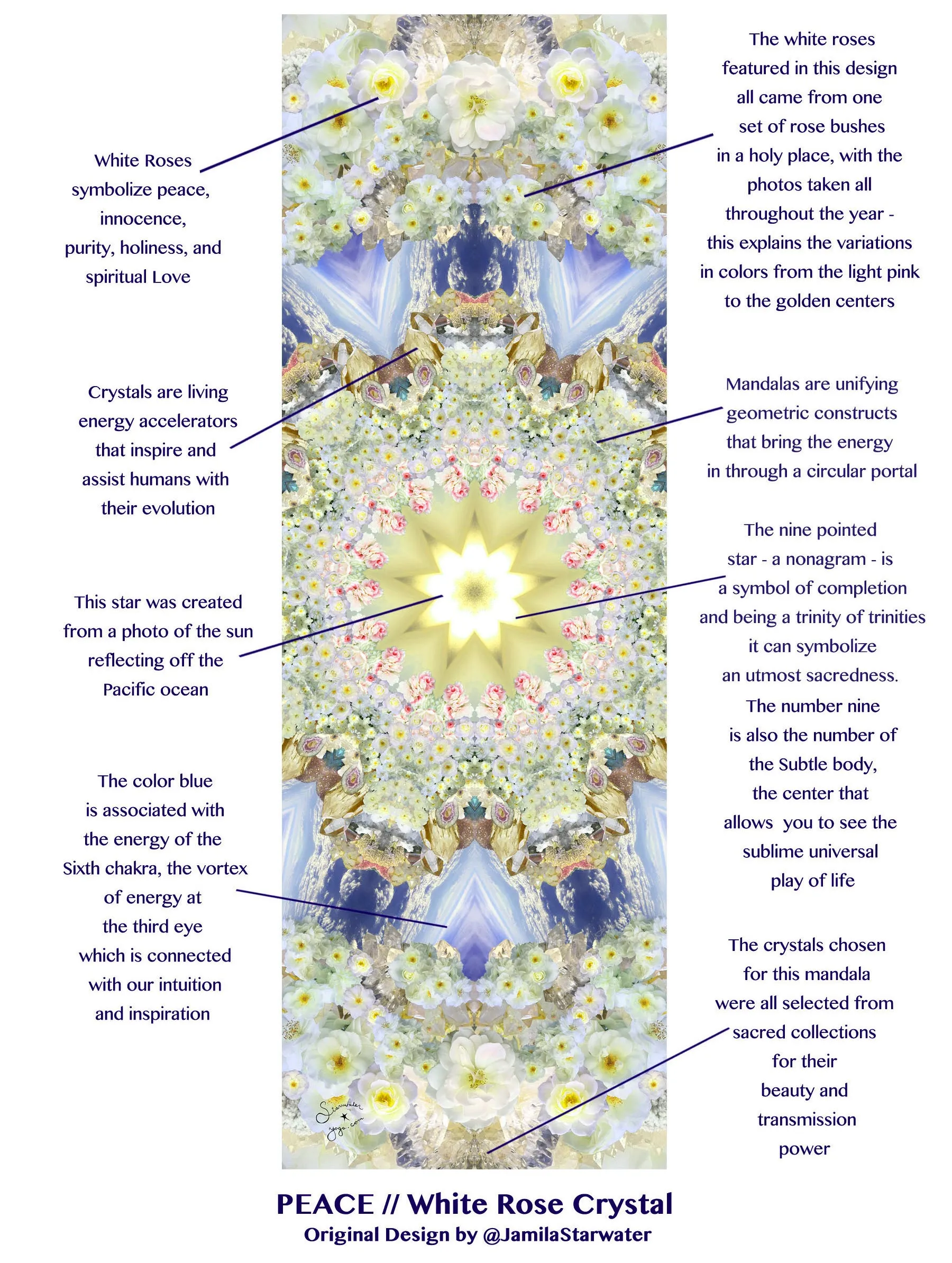 PEACE // White Rose Crystal Travel   Hot Yoga Mat